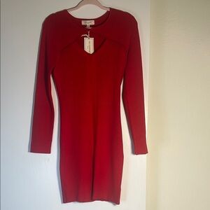 Red Long Sleeve Sweater Dress